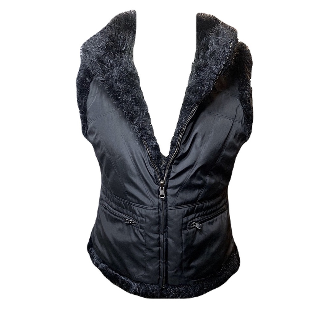 Sisters Women’s Black Faux Fur Reversible Vest
